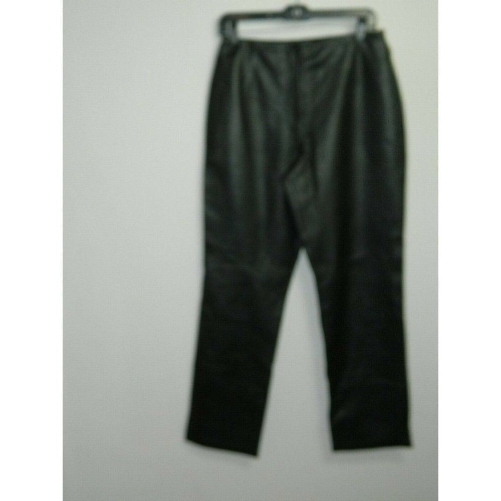 Yvonne Marie Pants Leather Black High Waisted Flat‎ Front Size 10